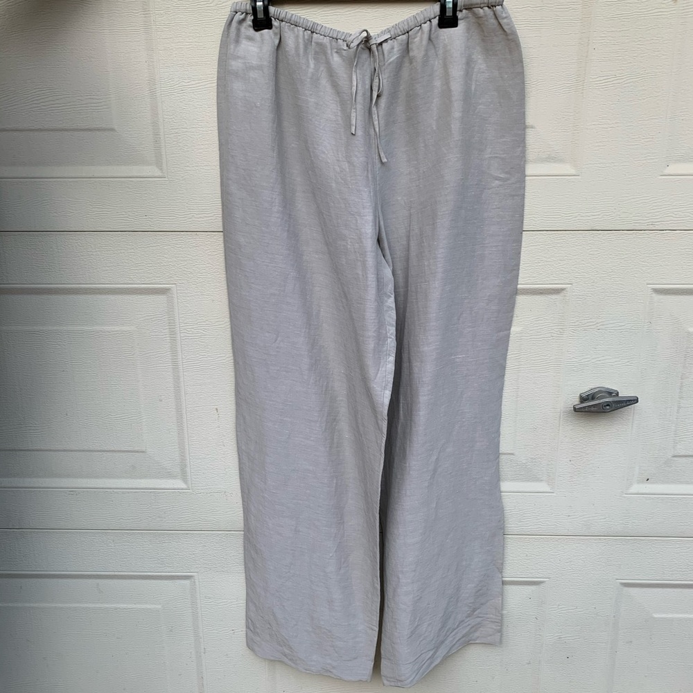 Liz Claiborne 70% Linen 40% Silk Wide Leg Essentials Drawstring Pant NWT